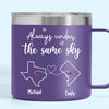 You And I Are Always Under The Same Sky - Couple Personalized Custom 14oz Stainless Steel Tumbler With Handle - Gift For Husband Wife, Anniversary