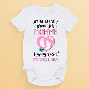 You're Doing Great Job Mommy - Family Personalized Custom Baby Onesie - Mother's Day, Baby Shower Gift, Gift For First Mom