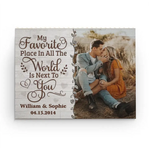 Custom Photo My Favorite Place In All The World - Couple Personalized Custom Horizontal Rectangle Shaped Building Brick Blocks - Gift For Husband Wife, Anniversary