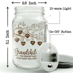 The Greastest Blessing - Family Personalized Custom Mason Jar Light - Mother's Day, Gift For Mom, Grandma