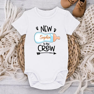 New To The Crew - Family Personalized Custom Baby Onesie - Baby Shower Gift, Gift For First Mom