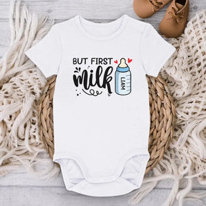 But First Milk - Family Personalized Custom Baby Onesie - Mother's Day, Baby Shower Gift, Gift For First Mom