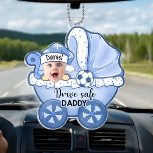 Custom Photo Daddy Mommy I Travel With You - Family Personalized Custom Car Ornament - Acrylic Custom Shaped - Gift For Family Members