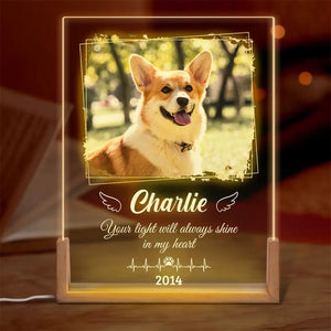 Custom Photo A Dog’s Love Is Forever  - Memorial Personalized Custom Shaped 3D LED Walnut Night Light - Sympathy Gift For Pet Owners, Pet Lovers