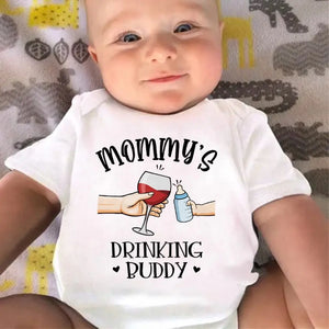 Your Drinking Buddy, Mom - Family Personalized Custom Baby Onesie - Mother's Day, Baby Shower Gift, Gift For First Mom