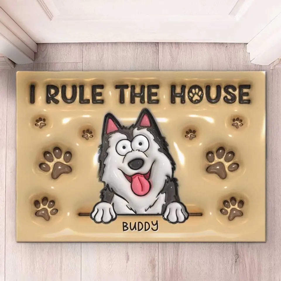 We Rule The House - Dog Personalized Custom 3D Inflated Effect Printed Home Decor Decorative Mat - House Warming Gift For Pet Owners, Pet Lovers