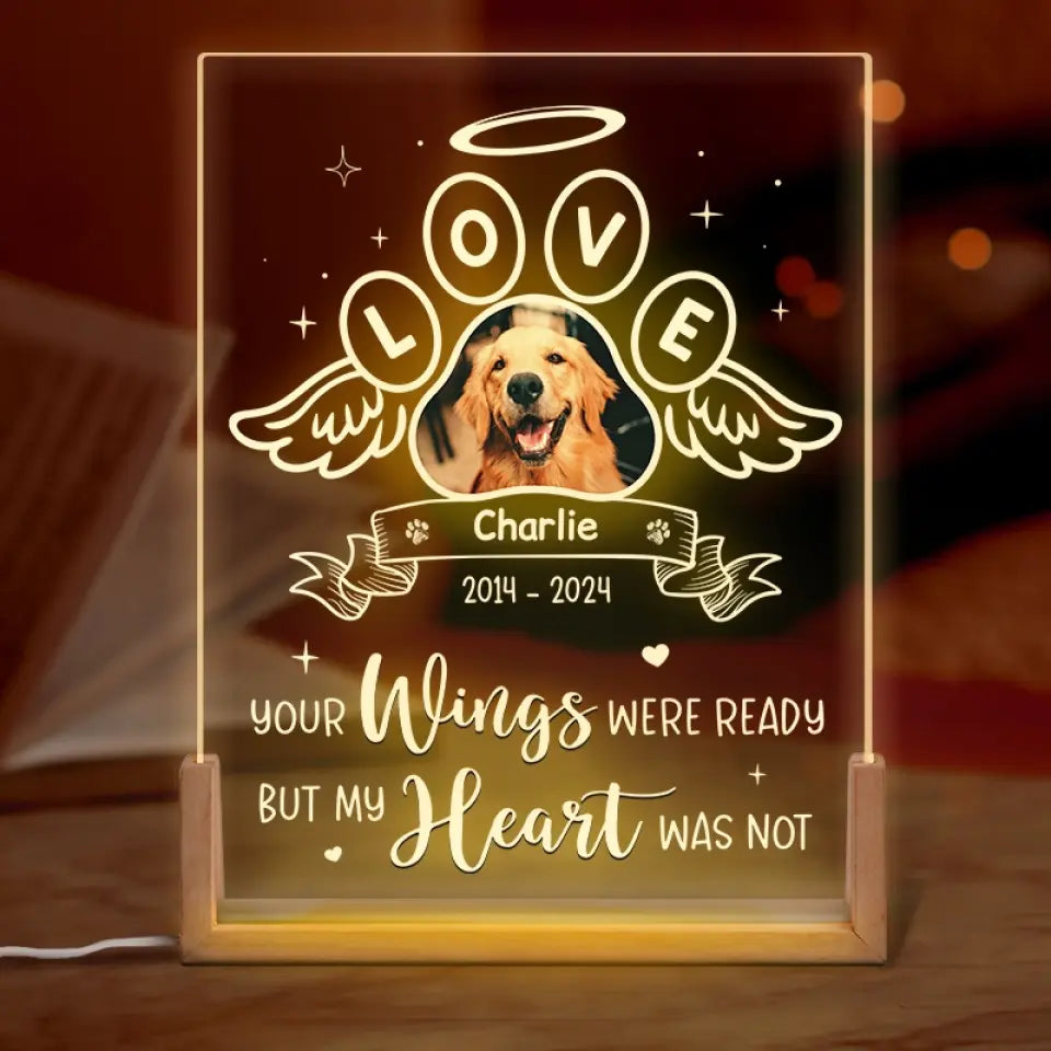 Custom Photo You Left Paw Prints On Our Hearts - Memorial Personalized Custom Shaped 3D LED Walnut Night Light - Sympathy Gift For Pet Owners, Pet Lovers