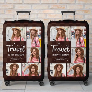 Custom Photo Catch Flight Not Feelings - Travel Personalized Custom Luggage Cover - Holiday Vacation Gift, Gift For Adventure Travel Lovers