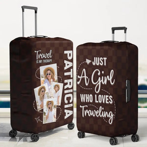 Custom Photo So The Adventure Begins - Travel Personalized Custom Luggage Cover - Holiday Vacation Gift, Gift For Adventure Travel Lovers