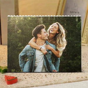 Custom Photo Together We Make A Family - Couple Personalized Custom Horizontal Rectangle Shaped Building Brick Blocks - Gift For Husband Wife, Anniversary