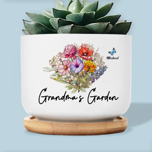 Grandma's Garden Where Love Grows - Personalized Custom Home Decor Ceramic Plant Pot - House Warming Gift For Mom, Grandma