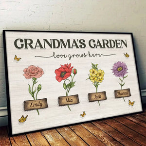 Grandma I Love You - Family Personalized Custom Horizontal Poster - Mother's Day, Gift For Mom, Grandma