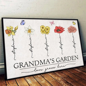 A Grandma Is Love That You Never Outgrow - Family Personalized Custom Horizontal Poster - Mother's Day, Gift For Grandma  copy