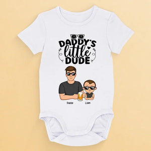 Daddy's Little Dude - Family Personalized Custom Baby Onesie - Baby Shower Gift, Gift For First Dad Copy