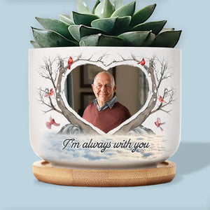 Custom Photo Planted To Celebrate A Life Well Lived - Memorial Personalized Custom Home Decor Ceramic Plant Pot - Sympathy Gift For Family Members