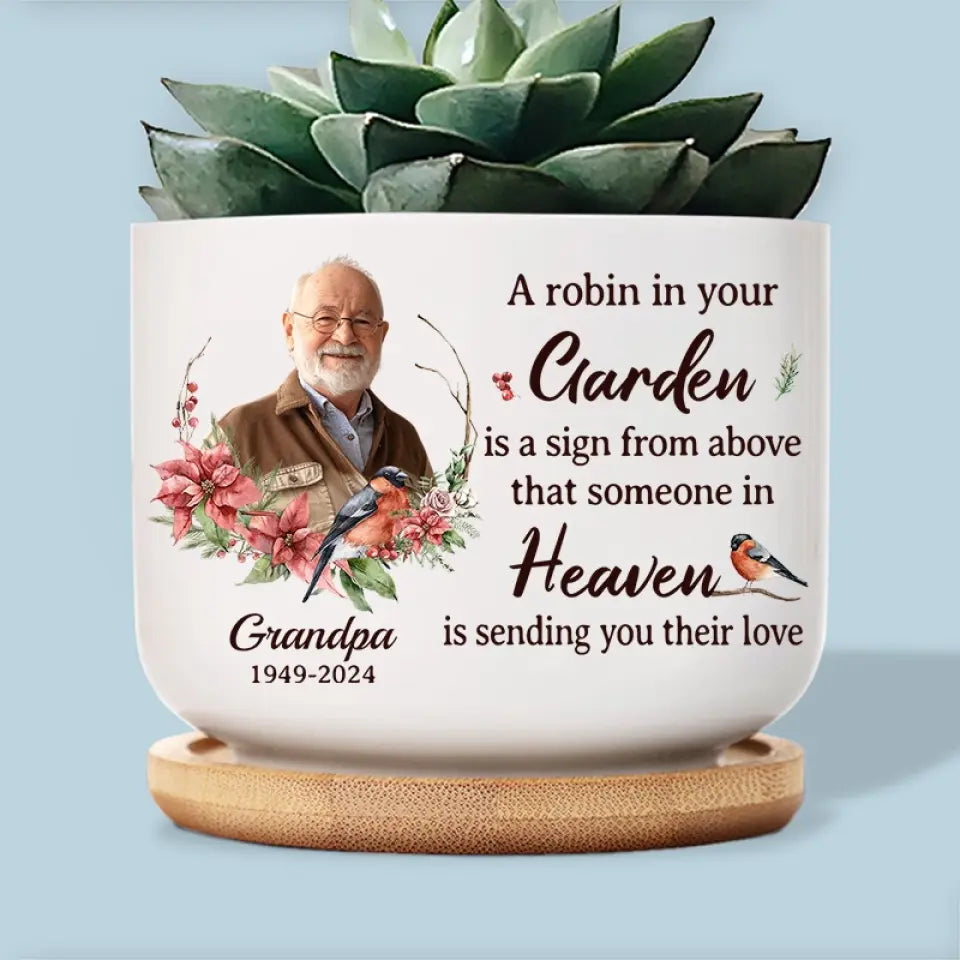 Custom Photo These Flowers Bloom As A Symbol Of A Life - Memorial Personalized Custom Home Decor Ceramic Plant Pot - Sympathy Gift For Family Members