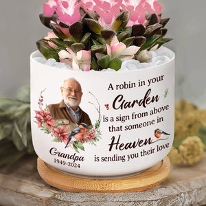 Custom Photo These Flowers Bloom As A Symbol Of A Life - Memorial Personalized Custom Home Decor Ceramic Plant Pot - Sympathy Gift For Family Members