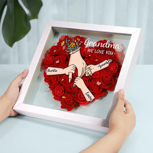 Grandma We Love You - Family Personalized Custom Flower Shadow Box - Mother's Day, Gift For Mom, Grandma