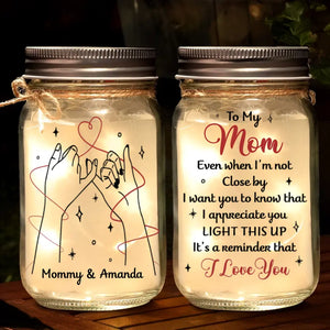 Thank You For Being The Light In My Life - Family Personalized Custom Mason Jar Light - Mother's Day, Gift For Mom, Grandma