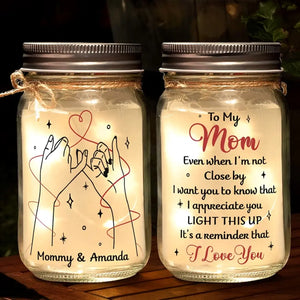 Thank You For Being The Light In My Life - Family Personalized Custom Mason Jar Light - Mother's Day, Gift For Mom, Grandma