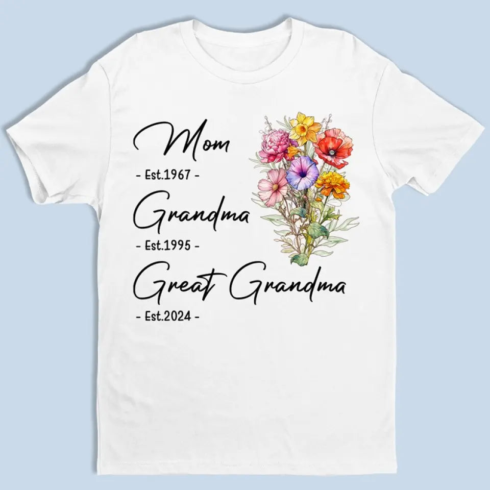 Grandma Bear Flowers - Family Personalized Custom Unisex T-shirt, Hoodie, Sweatshirt - Mother's Day, Gift For Mom, Grandma