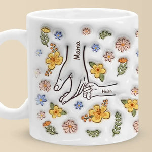 You Hold Our Hands, Also Our Hearts BK - Family Personalized Custom 3D Inflated Effect Printed Mug - Gift For Mom, Grandma