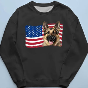 Custom Photo American Flag - Dog & Cat Personalized Custom Unisex T-shirt, Hoodie, Sweatshirt - Gift For Pet Owners, Pet Lovers