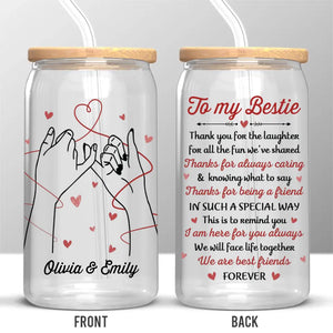 Thank You For The Laughter For All The Fun We’ve Shared - Bestie Personalized Custom Glass Cup, Iced Coffee Cup - Gift For Best Friends, BFF, Sisters