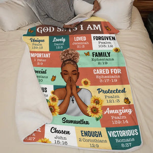 God Says I Am - Family Personalized Custom Blanket - Gift For Family Members