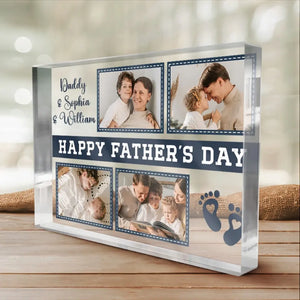 Custom Photo Happy Father's Day - Family Personalized Custom Rectangle Shaped Acrylic Plaque - Father's Day, Gift For Dad