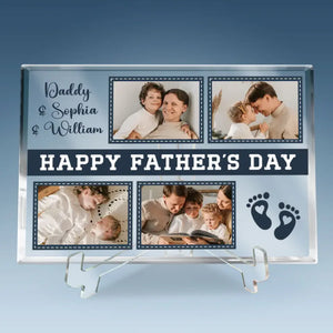 Custom Photo Happy Father's Day - Family Personalized Custom Rectangle Shaped Acrylic Plaque - Father's Day, Gift For Dad