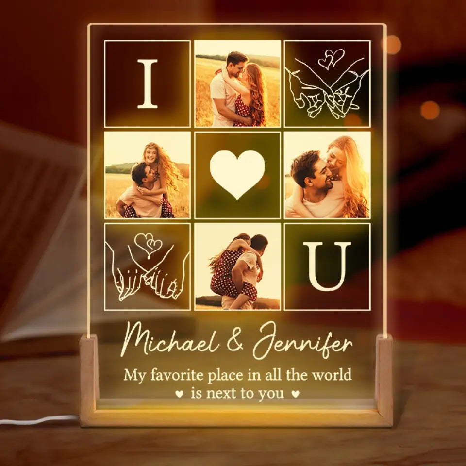 Custom Photo You Are My Favorite One - Couple Personalized Custom Shaped 3D LED Walnut Night Light - Gift For Husband Wife, Anniversary