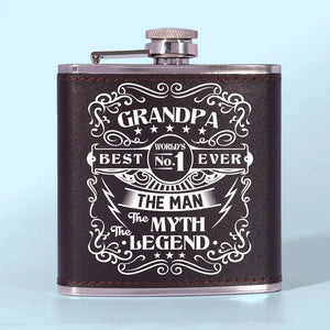 The Man The Myth The Legend - Family Personalized Custom Hip Flask - Father's Day, Gift For Dad, Grandpa