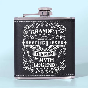 The Man The Myth The Legend - Family Personalized Custom Hip Flask - Father's Day, Gift For Dad, Grandpa