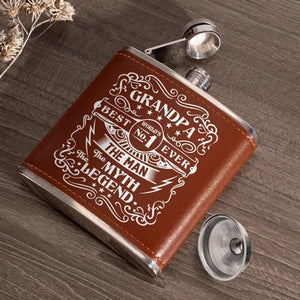 The Man The Myth The Legend - Family Personalized Custom Hip Flask - Father's Day, Gift For Dad, Grandpa