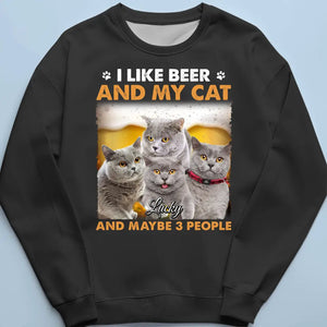 Custom Photo I Like Beer And My Cats - Dog & Cat Personalized Custom Unisex T-shirt, Hoodie, Sweatshirt - Gift For Pet Owners, Pet Lovers