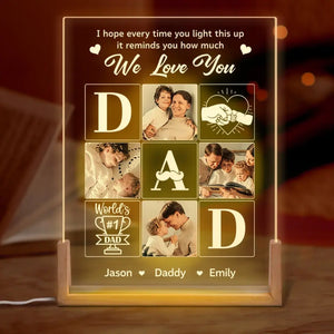 Custom Photo Forever In My Heart - Family Personalized Custom Shaped 3D LED Walnut Night Light -  Father's Day, Birthday Gift For Dad