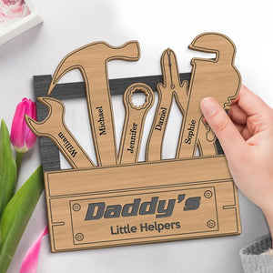 I'm Daddy's Little Helper - Family Personalized Custom 2-Layered Wooden Plaque With Stand - Father's Day, Gift For Dad, Grandpa