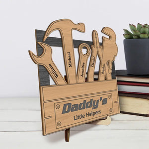 I'm Daddy's Little Helper - Family Personalized Custom 2-Layered Wooden Plaque With Stand - Father's Day, Gift For Dad, Grandpa