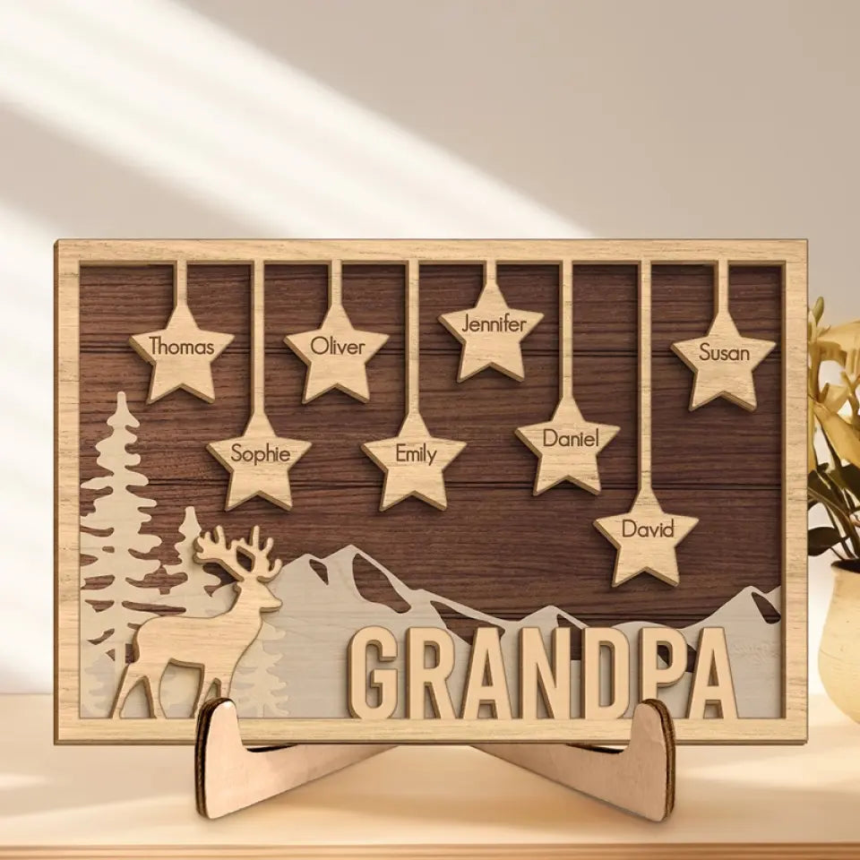 You Are My Little Stars - Family Personalized Custom 2-Layered Wooden Plaque With Stand - Gift For Dad, Grandpa