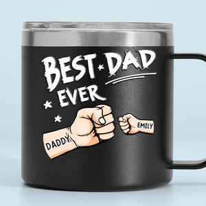 My Father Gave Me My Dreams - Family Personalized Custom 14oz Stainless Steel Tumbler With Handle - Father's Day, Gift For Dad, Grandpa