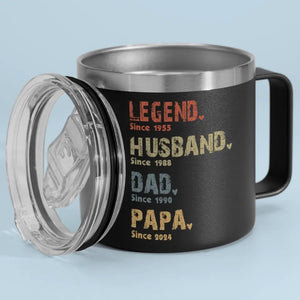 Life Of A Man - Family Personalized Custom 14oz Stainless Steel Tumbler With Handle - Father's Day, Gift For Dad, Grandpa