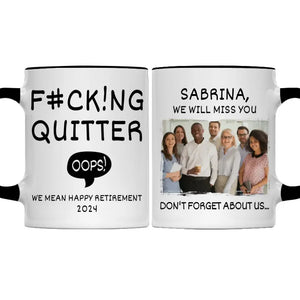 Custom Photo We Mean Happy Retirement - Coworker Personalized Custom Mug - Appreciation, Retirement Gift For Coworkers, Work Friends, Colleagues