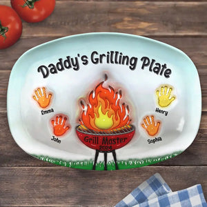 The Power Of A Dad In A Child’s Life - Family Personalized Custom 3D Inflated Effect Platter - Father's Day, Gift For Dad, Grandpa