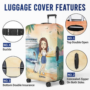 The Sea Is Calling - Travel Personalized Custom Luggage Cover - Holiday Vacation Gift, Gift For Adventure Travel Lovers