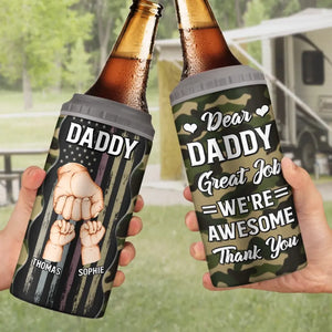 Dear Father, Great Job - Personalized Custom 4 In 1 Can Cooler Tumbler - Father's Day, Birthday Gift For Dad, Grandpa