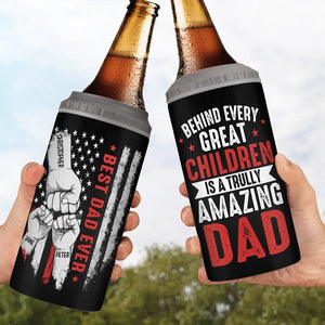 Behind Every Great Child - Personalized Custom 4 In 1 Can Cooler Tumbler - Father's Day, Birthday Gift For Dad, Grandpa