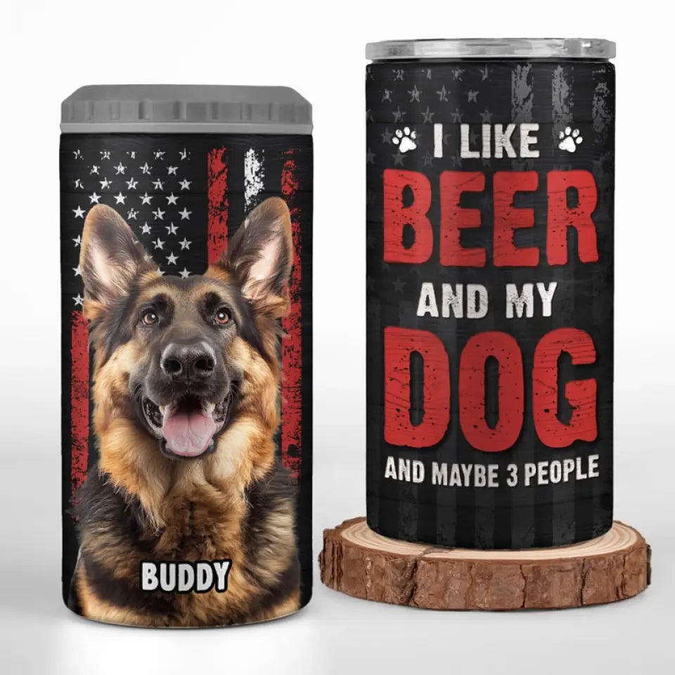 Custom Photo Hold My Drink I Gotta Pet This Dog - Dog Personalized Custom 4 In 1 Can Cooler Tumbler - Father's Day, Gift For Pet Owners, Pet Lovers