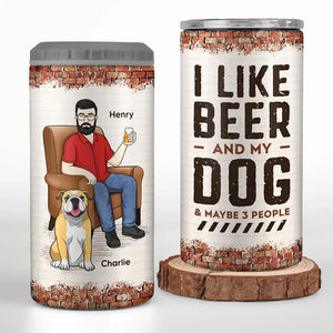 My Mates Are Dog And Beer - Dog Personalized Custom 4 In 1 Can Cooler Tumbler - Father's Day, Gift For Pet Owners, Pet Lovers