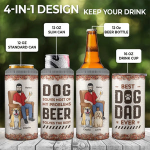 My Mates Are Dog And Beer - Dog Personalized Custom 4 In 1 Can Cooler Tumbler - Father's Day, Gift For Pet Owners, Pet Lovers